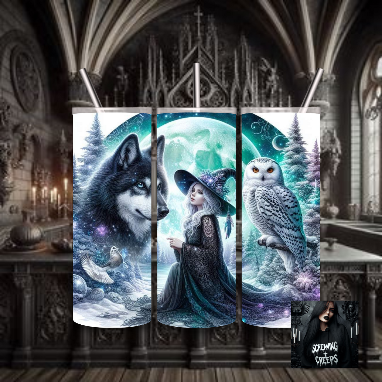 Enchanted Stainless Steel Tumbler with a Witchy Flair