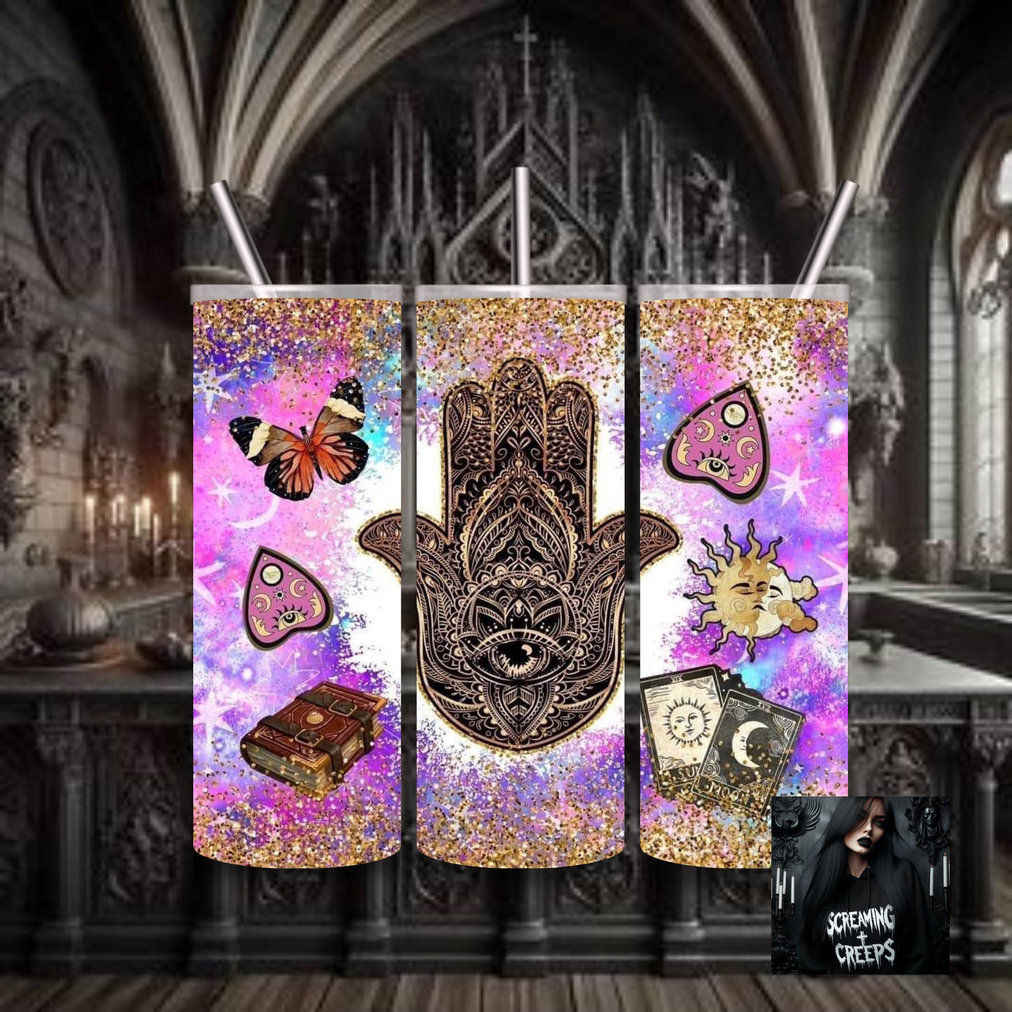 Enchanted Stainless Steel Tumbler with a Witchy Flair