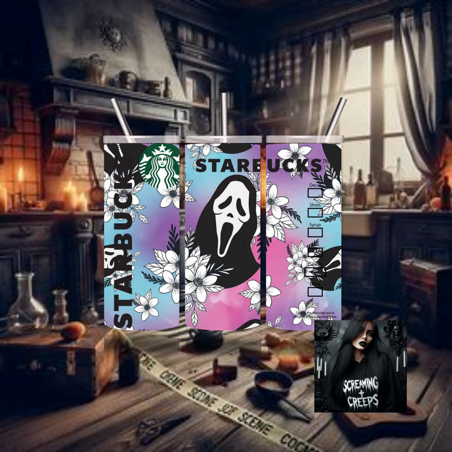 Ghost face, Starbucks Horror Insulated Tumbler, Horror Movie Marathon Essential