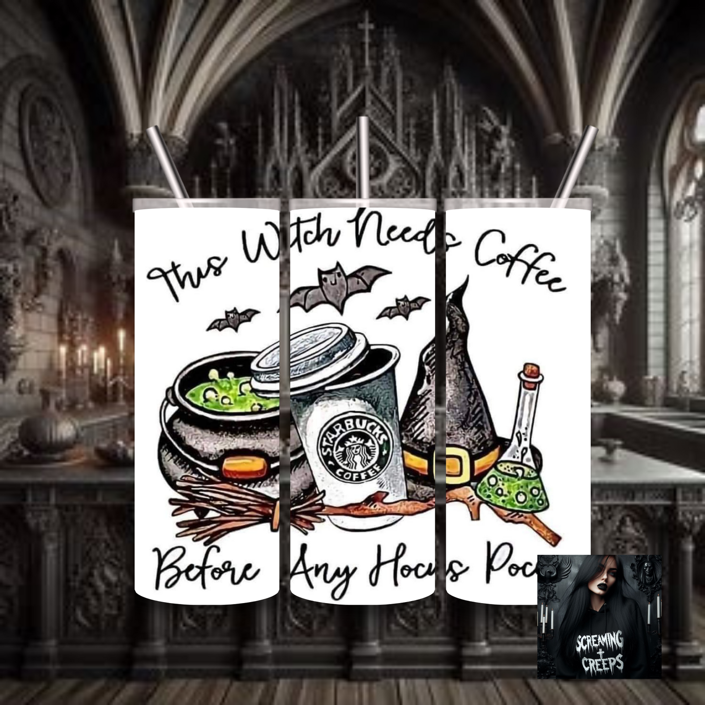 Mystifying Stainless Steel Tumbler with Witchy Aesthetic