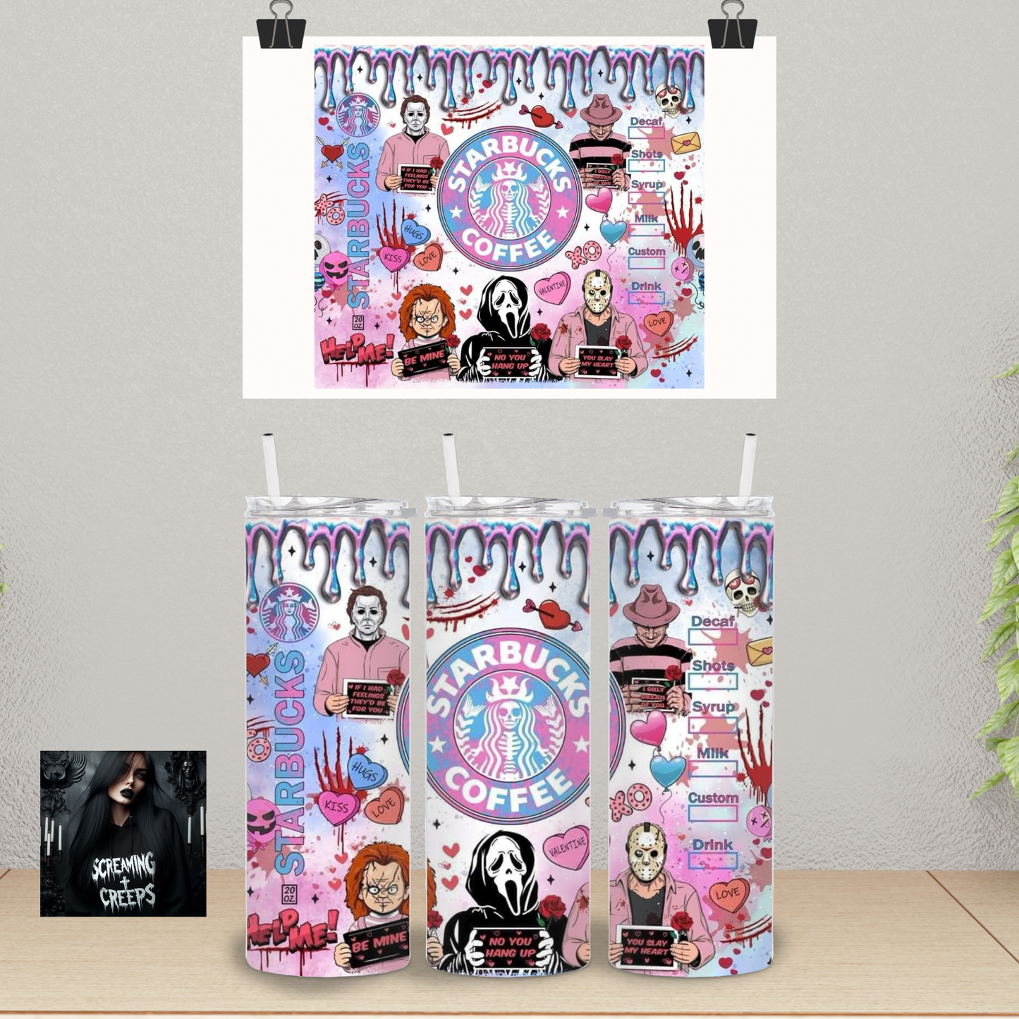 Horror Characters, 20oz Insulated Tumbler, Horror Movie Marathon Essential