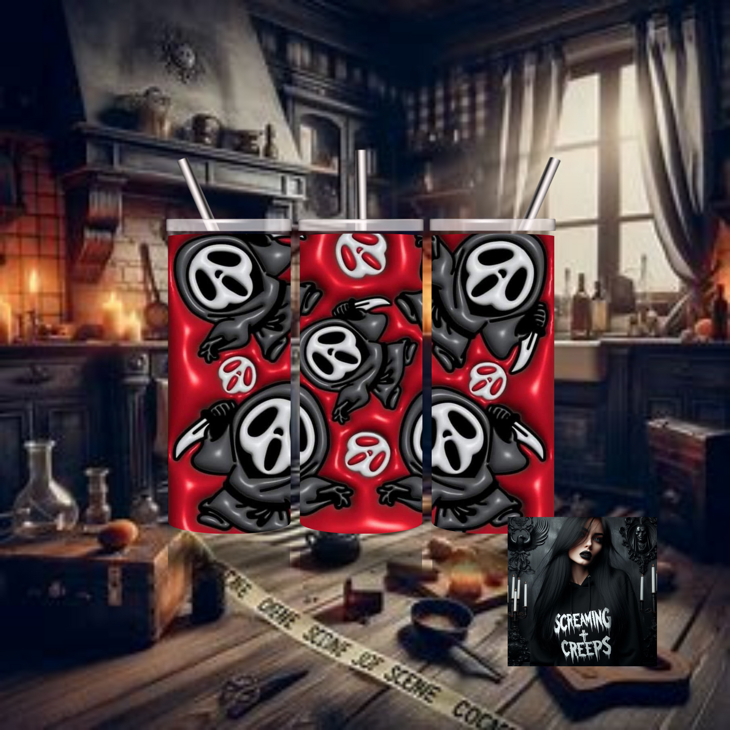 3D Red Scream, Insulated Tumbler, Horror Movie Marathon Essential