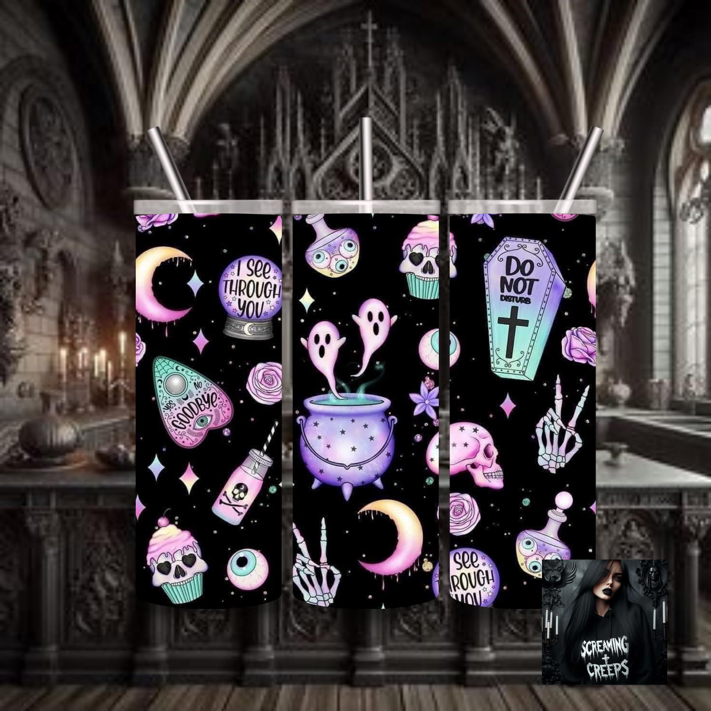 Mystifying Stainless Steel Tumbler with Witchy Aesthetic