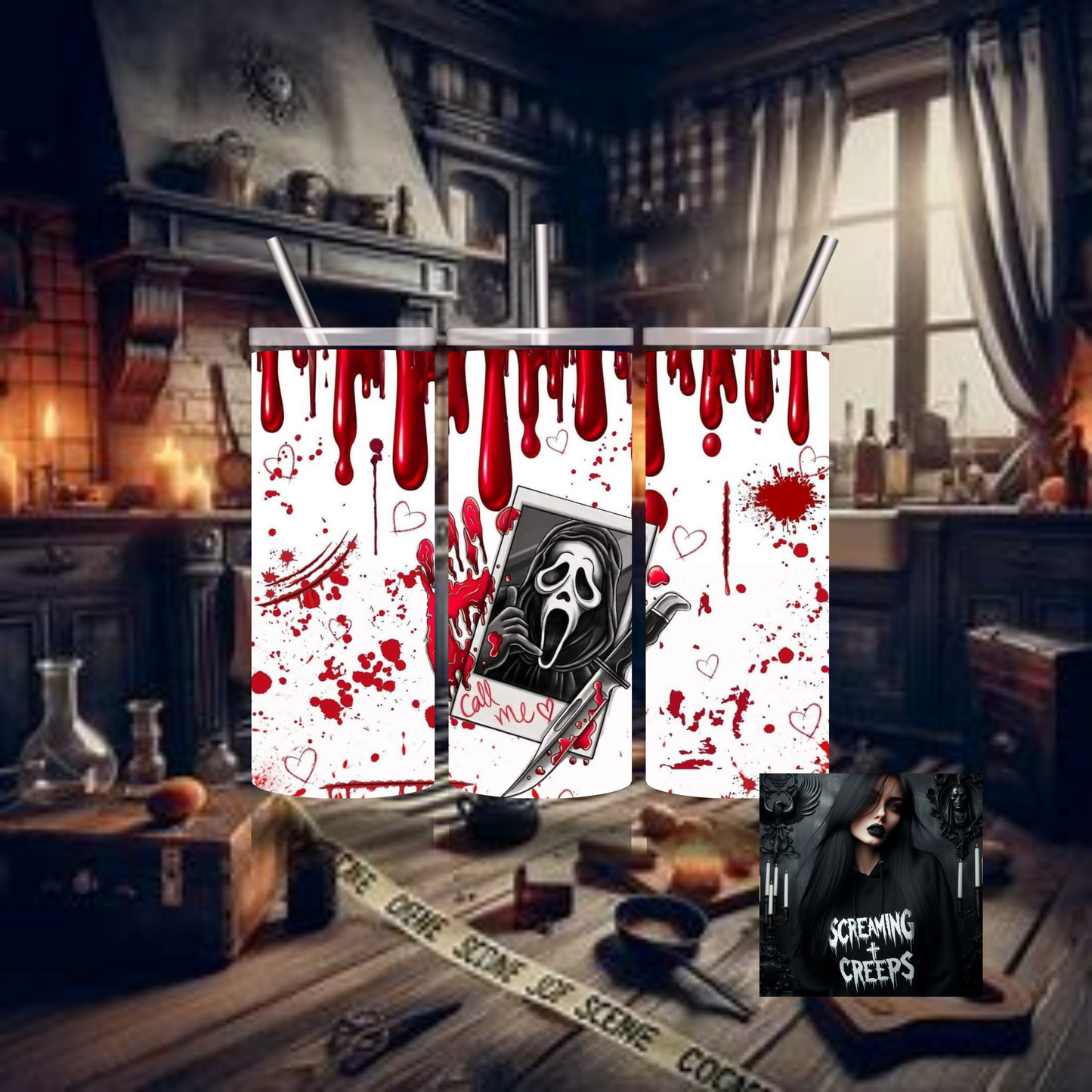 Scream Horror Insulated Tumbler, Horror Movie Marathon Essential