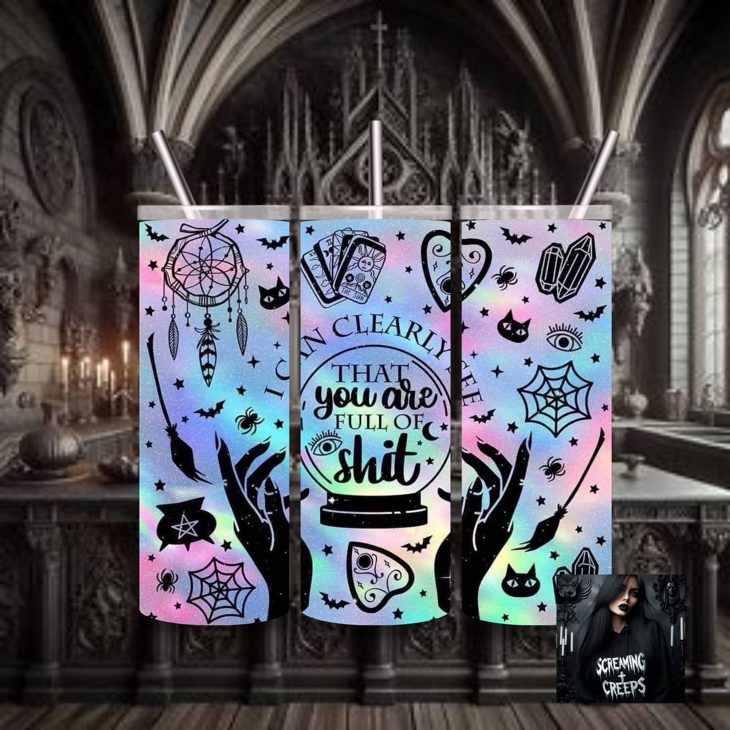 Mystifying Stainless Steel Tumbler with Witchy Aesthetic