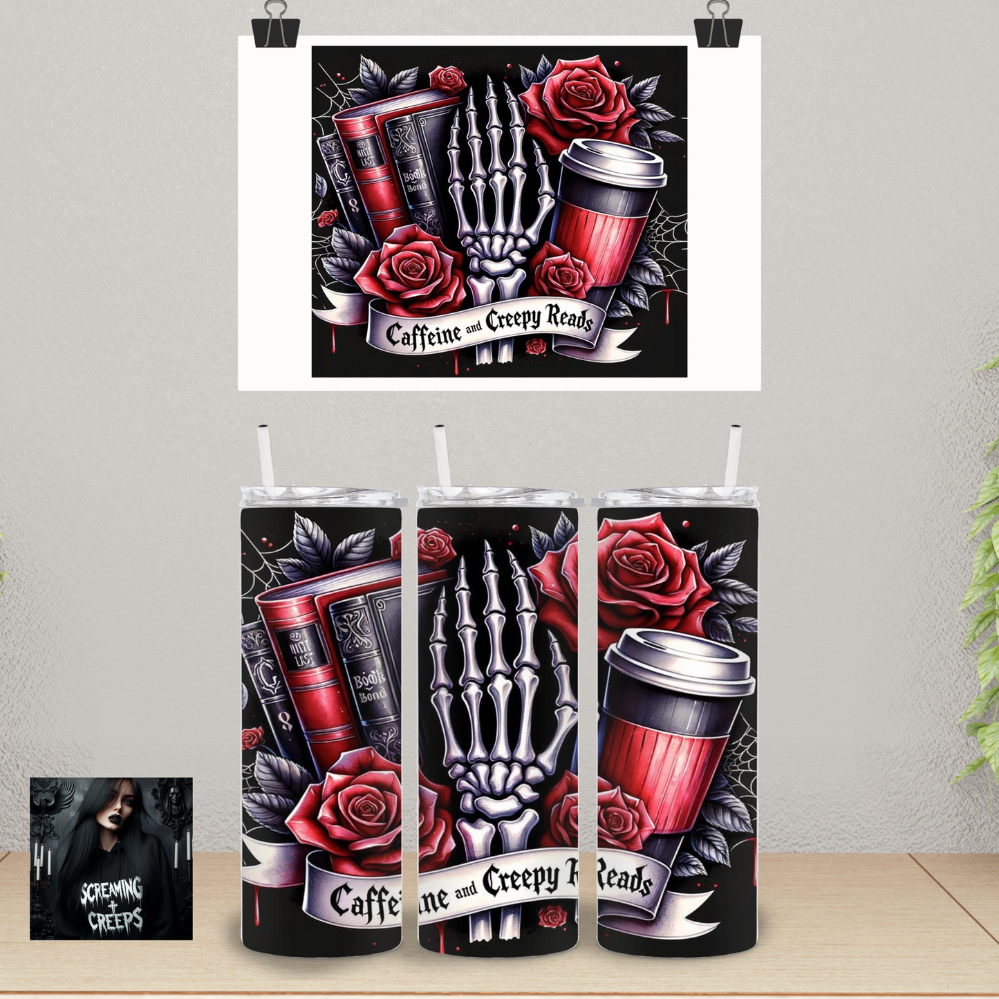 Caffeine and Creepy Reads 20 oz. Tumbler