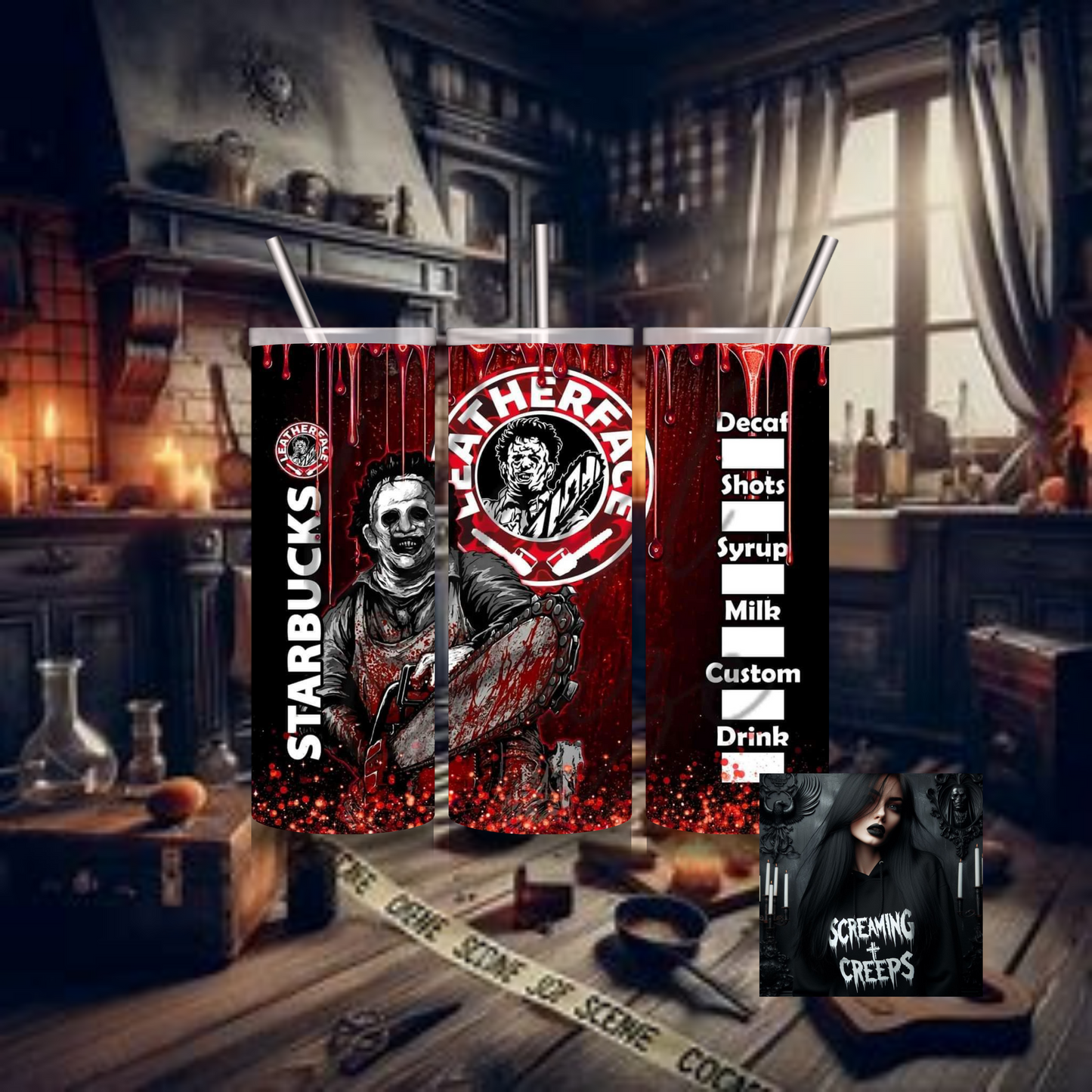 Leather Face Starbucks, 20oz Insulated Drinking Tumbler