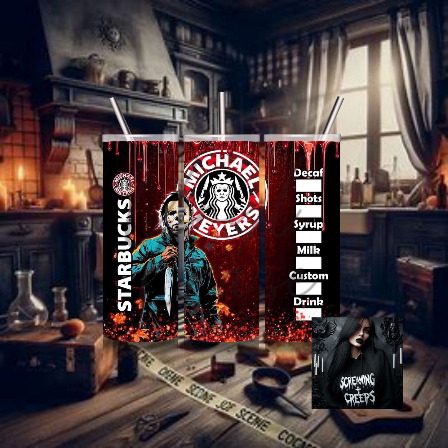 Michael Myers Starbucks, 20oz Insulated Drinking Tumbler