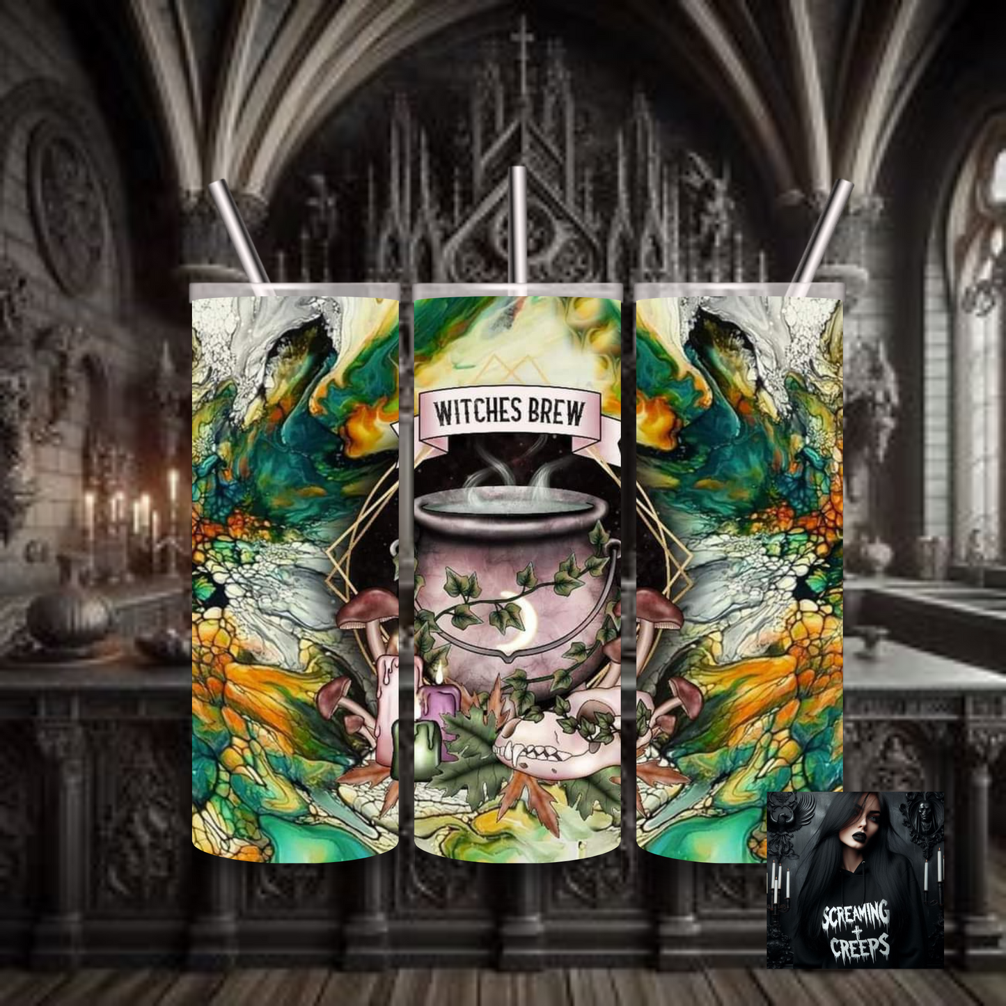 Enchanted Stainless Steel Tumbler with a Witchy Flair