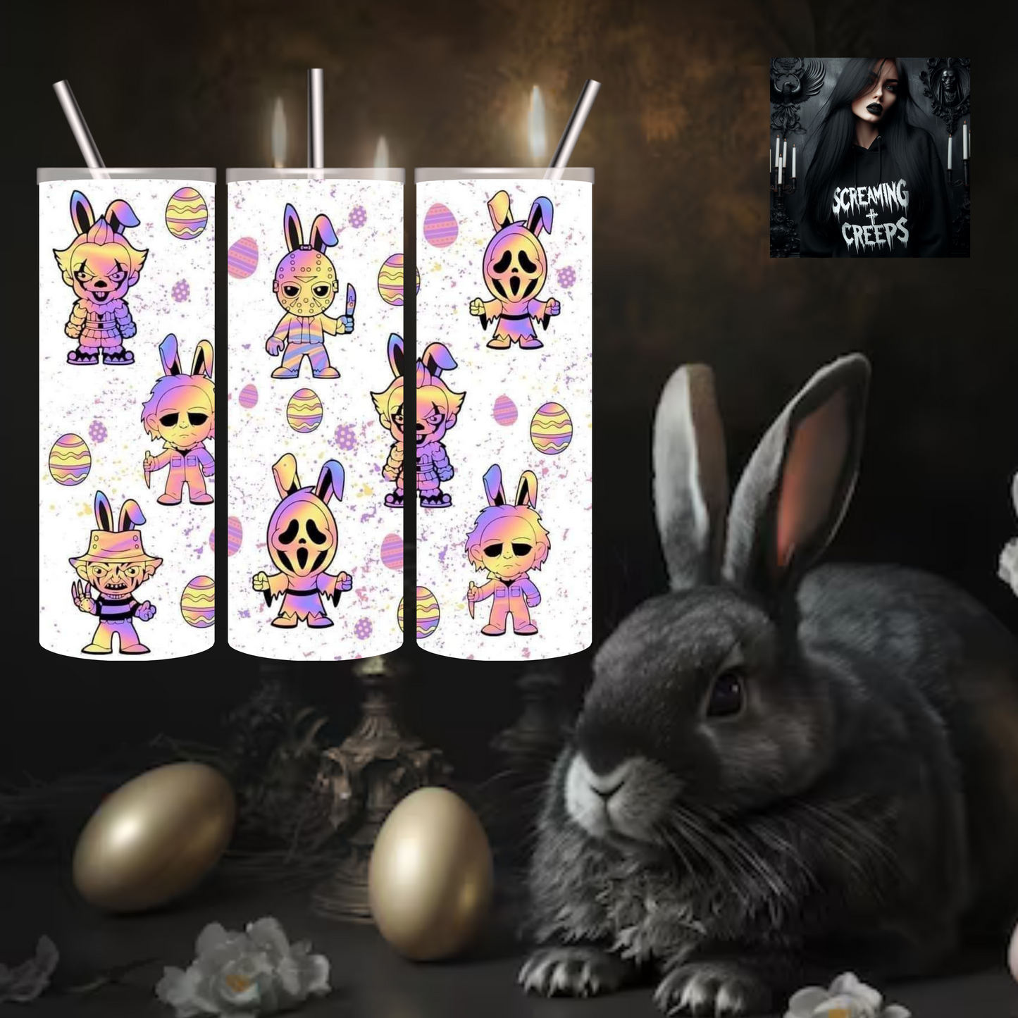 Ghoulish Easter Vibes, Stainless Steel Tumbler for Horror Enthusiasts