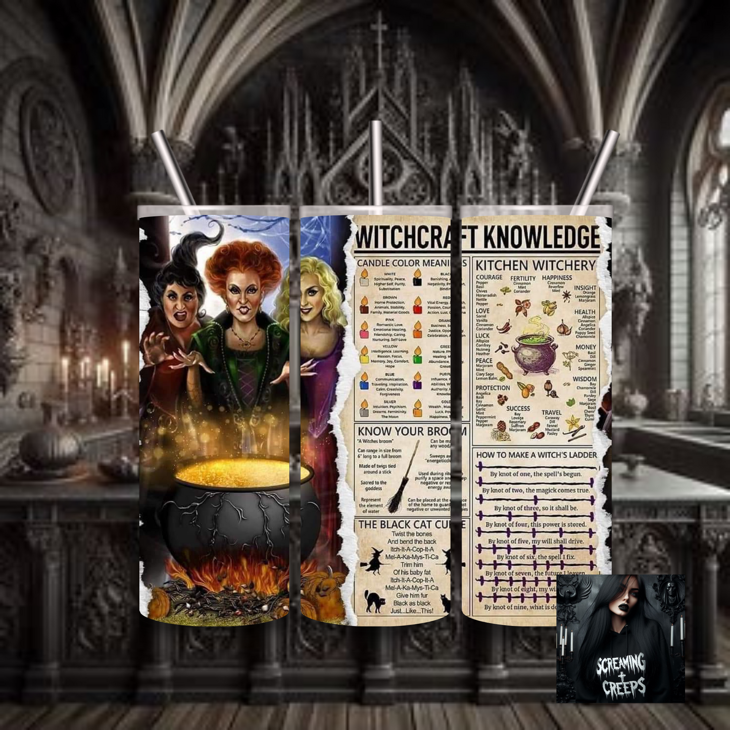 Mystifying Stainless Steel Tumbler with Witchy Aesthetic