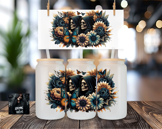 Libbey Coffee Cup Skull Flowers