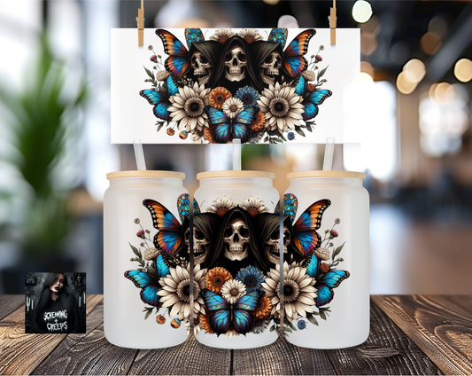 Libbey Coffee Cup Skull Flowers #2