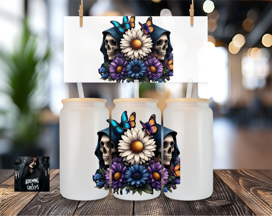 Libbey Coffee Cup Skull Flowers #3