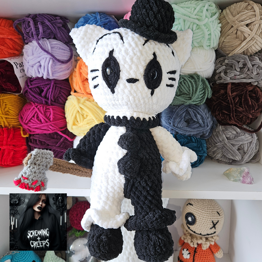 Handmade Kitty Art the Clown Plushie