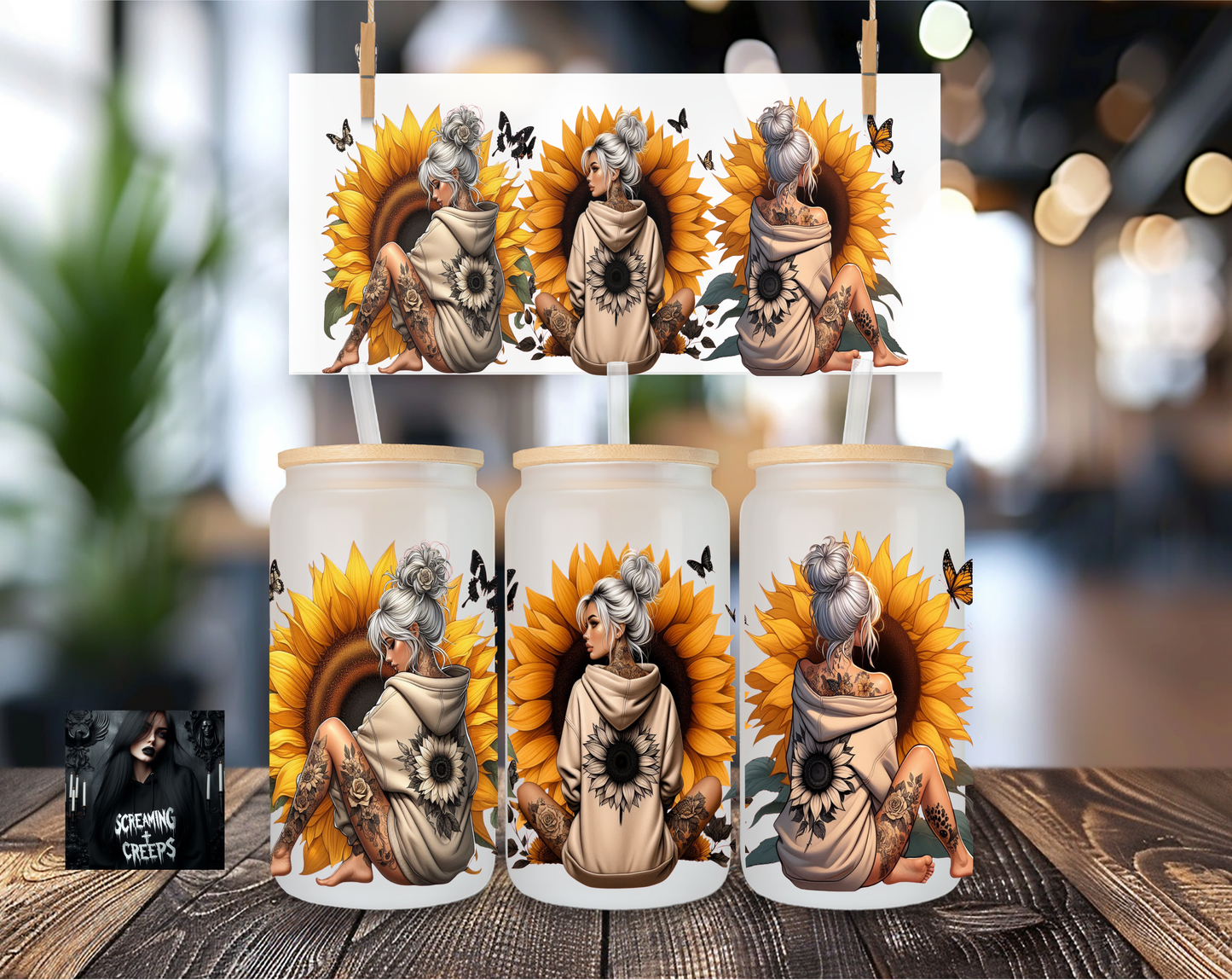 Libbey Coffee Cup Sunflower Girl