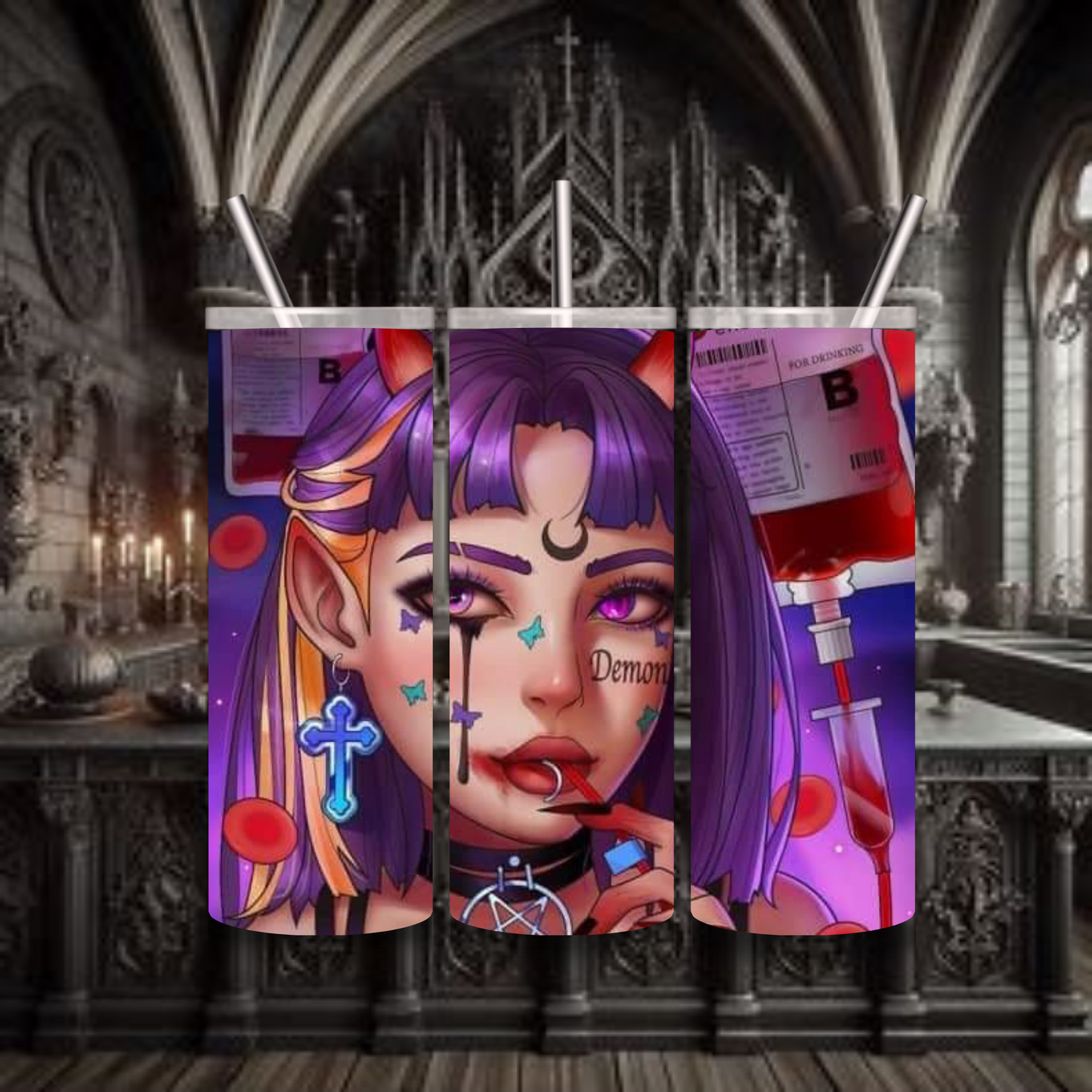 Dark and Enchanting Stainless Steel Tumbler for Goths