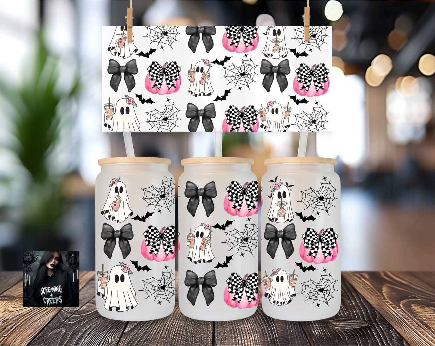 Libbey Coffee Cup Ghost and Bows