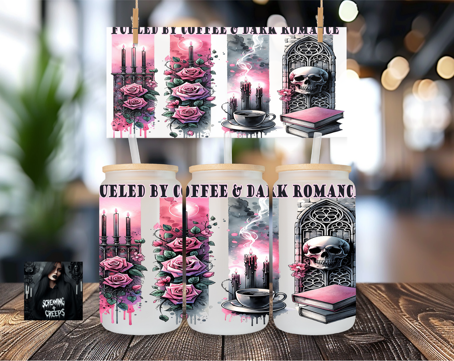 Libbey Coffee Cup Pink Fueled by Coffee and Dark Romance