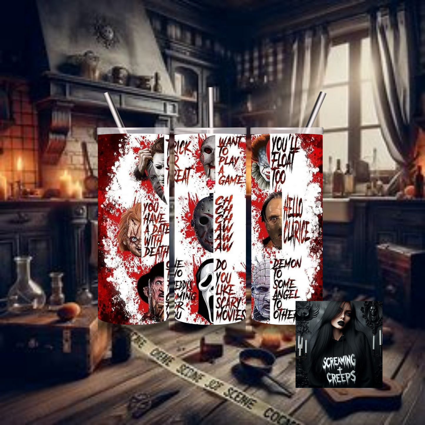 Horror Characters 20 oz Insulated Drinking Tumbler